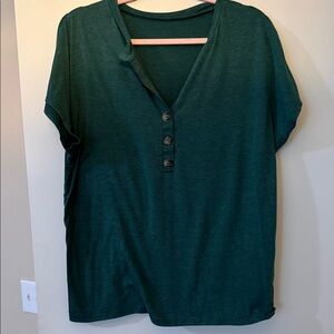 SHEIN Teal Button-Down Shirt